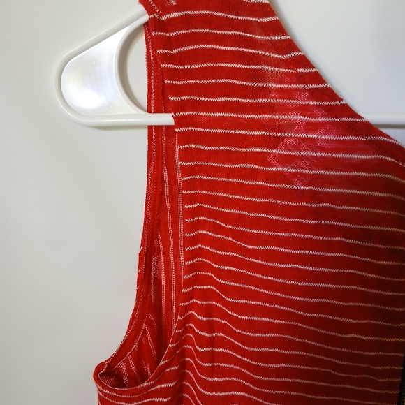 Work Shop Womens Tank Top Size L Color Red & White Stripes - Picture 7 of 9
